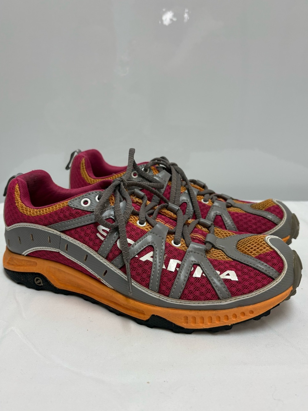 SCARPA Spark Trail Running Shoes - Pink/Orange/Gray Womenโs Size 38